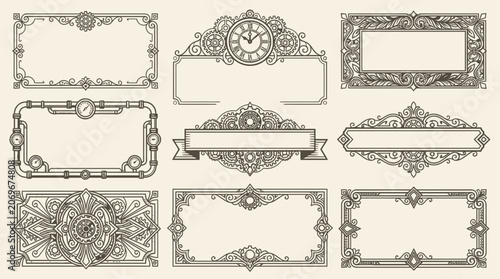 Ornate Vintage Frames and Borders - Steampunk and Art Nouveau Designs