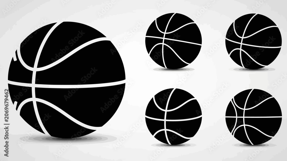 Obraz premium Black and White Silhouette of a Basketball - Clean Vector Icon