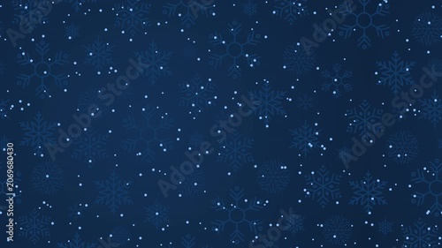 Snowflakes motion pattern. Snowflakes seamless pattern. Seamless winter pattern animation with snowflakes and sparkling snow. Animated blue snow background