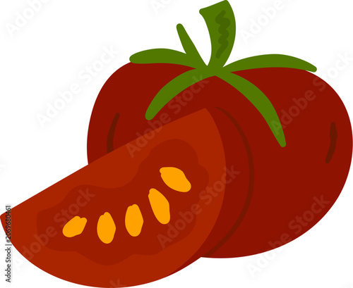 Tomato with Tomato Slice Illustration