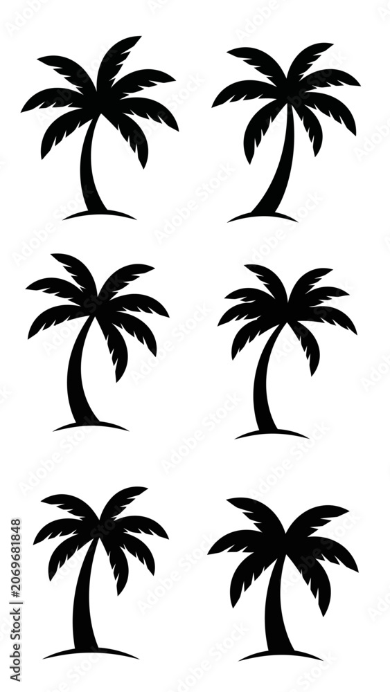 Obraz premium Black Palm Tree Silhouettes Repeating Pattern