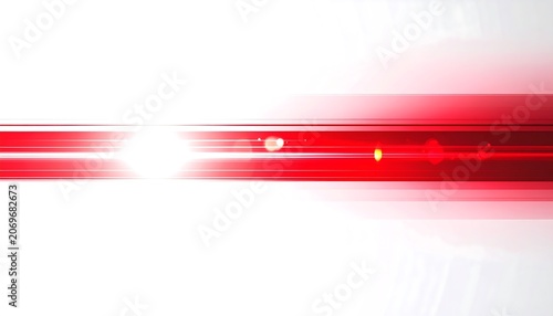 Abstract Red Light Streaks Background with Glowing Lens Flare Effect