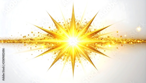 Glittering Gold Star Burst with Shimmering Particles Background