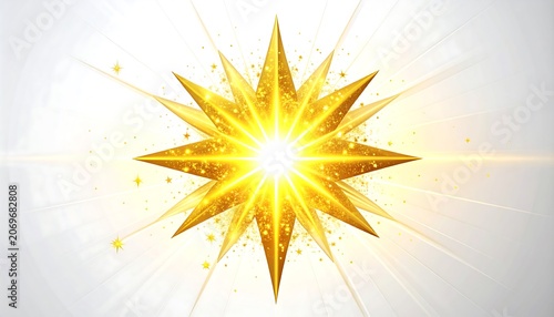 Golden Starburst with Radiant Light Rays and Sparkles