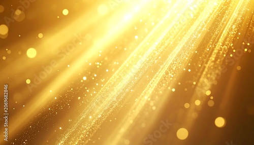 Golden Abstract Light Background with Glowing Particles and Bokeh