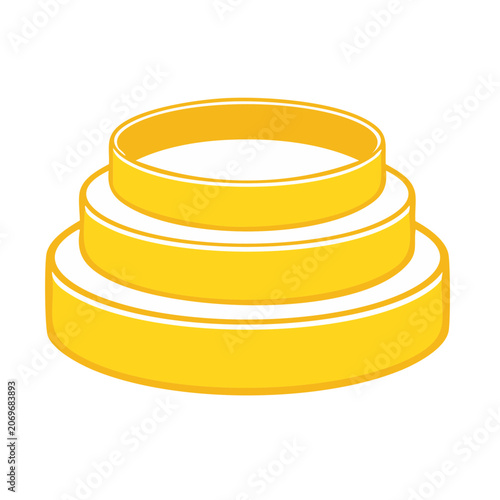 Stacked golden rings flat vector illustration