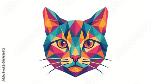 Geometric Cat Head Abstract Vector Illustration