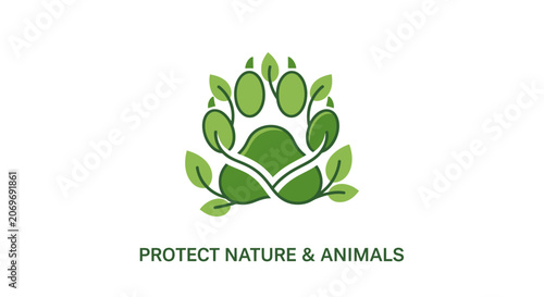 Eco Friendly Paw Print Logo Symbolizing Nature and Animal Protection.