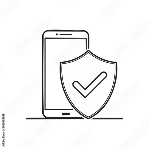 Smartphone with Security Shield Icon