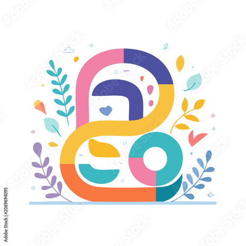 Colorful 2024 Number with Abstract Decorations
