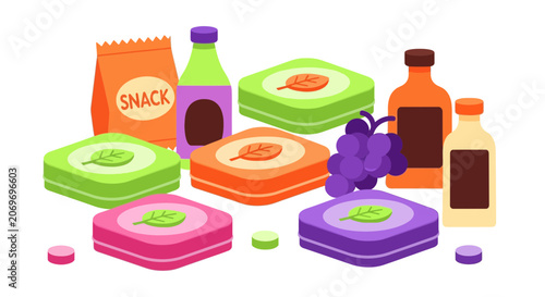 Assorted Healthy Food and Drink Items with Organic Supplement Containers