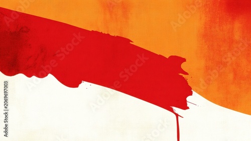 Bold Abstract Colorful Brush Stroke Design with Red and Orange Tones