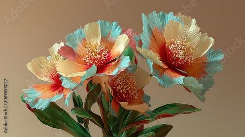 Colorful Artistic Floral Arrangement with Delicate Textures