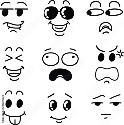 Cartoon facial expressions set