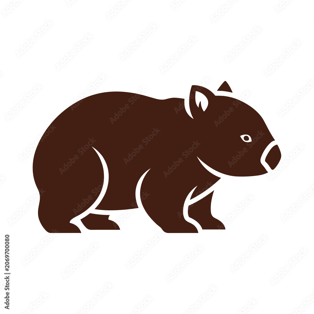 Fototapeta premium Dark Brown Minimalist Wombat Silhouette Icon