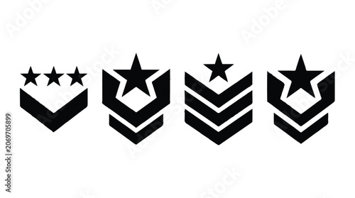 Fotografía Military rank insignia with stars and chevrons on white background