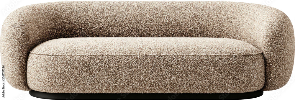 Fototapeta premium Beige, textured sofa with rounded back and a black base