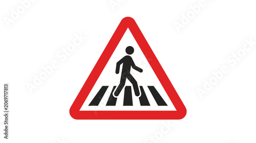 Triangular road sign depicting a pedestrian crossing for safety.