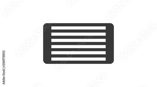 Minimalist rectangular icon featuring five horizontal parallel lines inside a rounded frame.