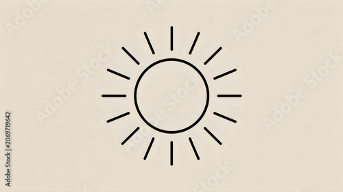 Simple sun icon on beige background