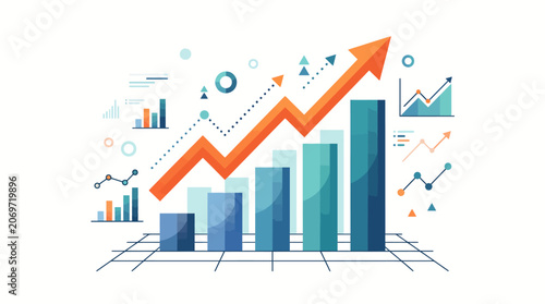 Bild auf Leinwand Business Growth Chart with Arrow Graph.