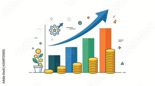 Tableau sur toile Increasing Business Growth with Money.