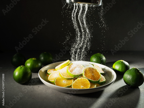 unripe green tangerine, mandarin, tangerine