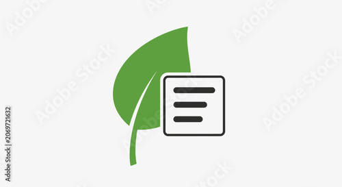 Minimalist green leaf icon combined with a document symbol for sustainable reporting.