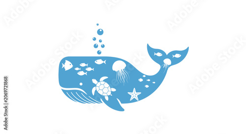 Blue Whale Illustration Icon Depicting Ocean Giant.