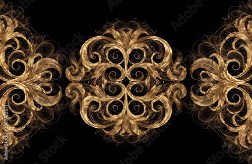 Intricate ornate swirl pattern design on dark background