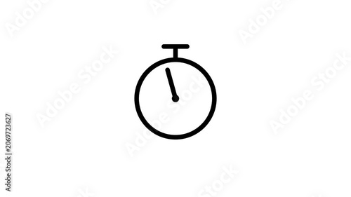 Stopwatch timer animation with moving hands time management and countdown concept clock