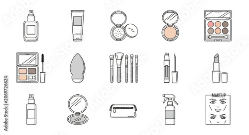 Photos Minimal Makeup Icons Set