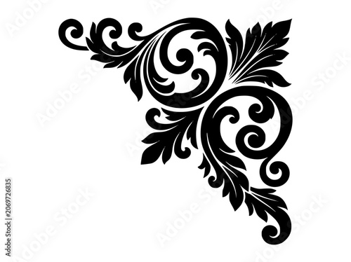 Vintage Baroque Floral Corner Ornament Decorative Scroll Silhouette