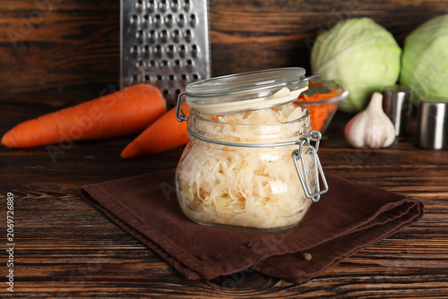 Jar of tasty sauerkraut and...