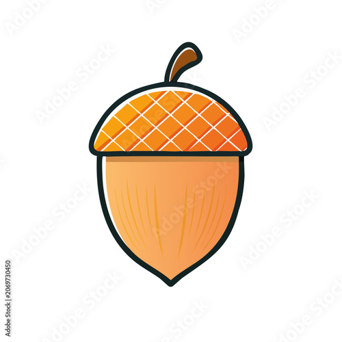Flat illustration of an acorn with cap