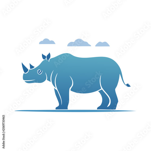 Flat vector illustration of a rhino with gradient colors