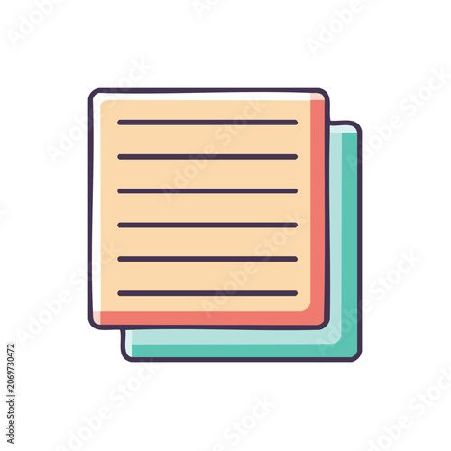 Flat vector illustration of notepad and document