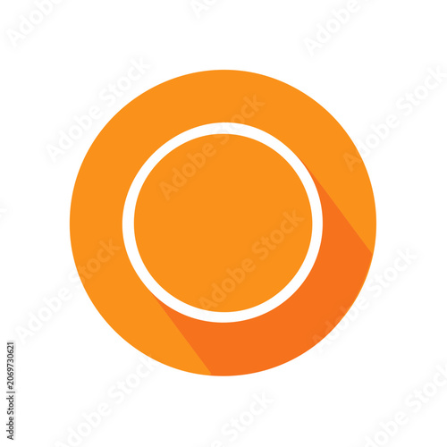 Orange circular button with white ring