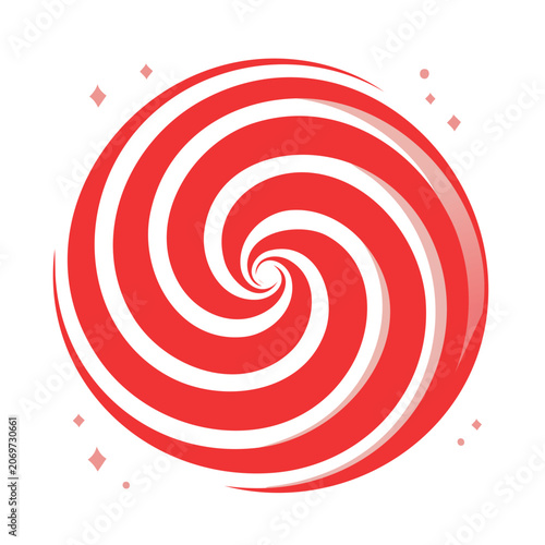 Red and white spiral lollipop vector illustration