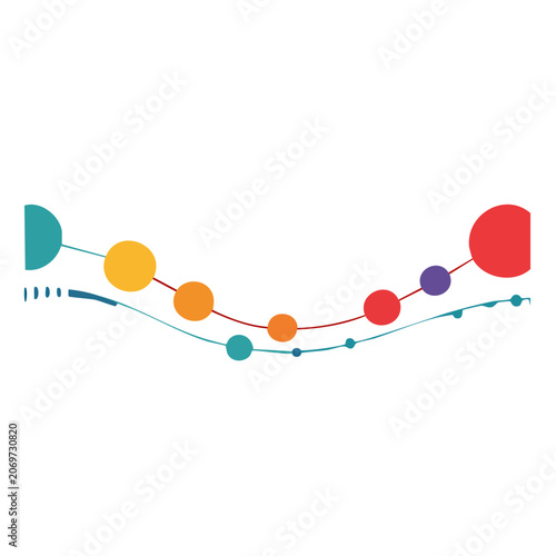 Abstract colorful dots and curved lines vector design