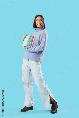 Young woman in warm sweater...