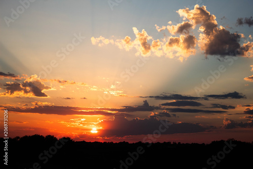 red sunset over the sky