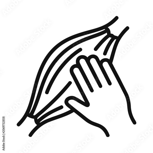 Clean Outline Hand Illustration of a Gentle Hand Massaging Muscles or Soft Tissue