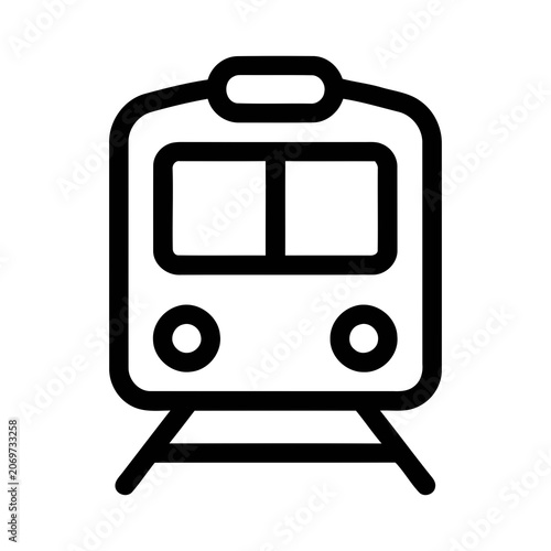 Simple Outline Front View Train Transportation Machine Icon Design