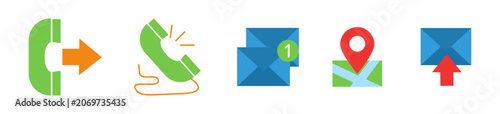 Contact Us and Email Icons Set Flat Vector