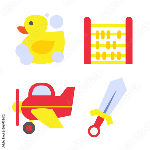 Kid Toy Icons Set Flat Vector Illustration