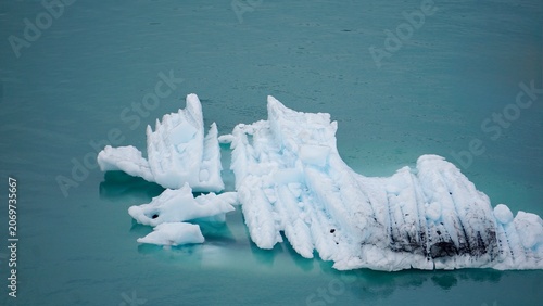 Closeup view of floating icebergs in Alaskan waters
