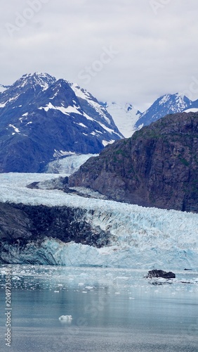 Closeup view of glacier ice formations in Alaska