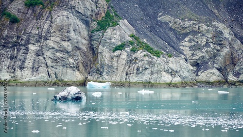 Rugged coastal landscape along glacier bay national park in Alaska