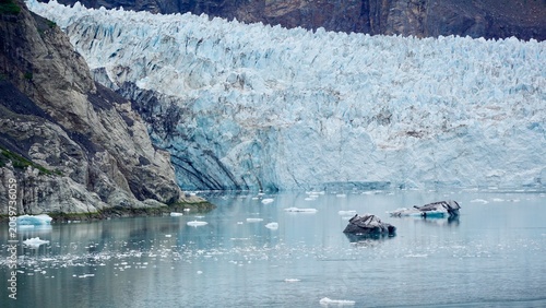 Closeup view of glacier ice formations in Alaska